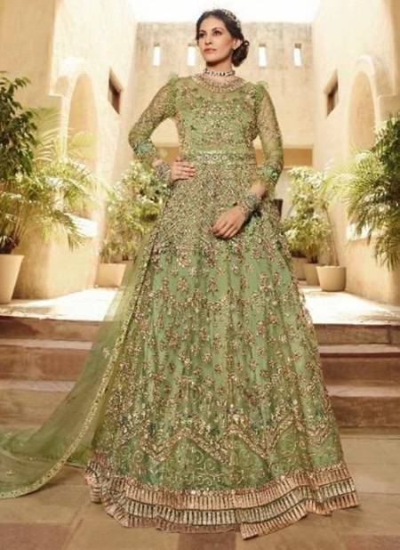 Green Colour Amyra Shaivi Glossy New Latest Designer Ethnic Wear Net Salwar Suit Collection 15034